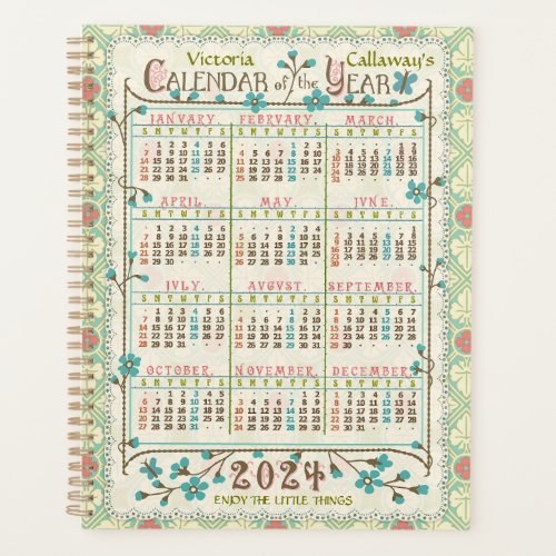 2024 Year Calendar Victorian Art Nouveau  Custom Planner