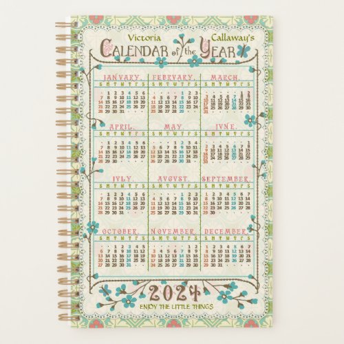 2024 Year Calendar Victorian Art Nouveau Custom Sm Planner