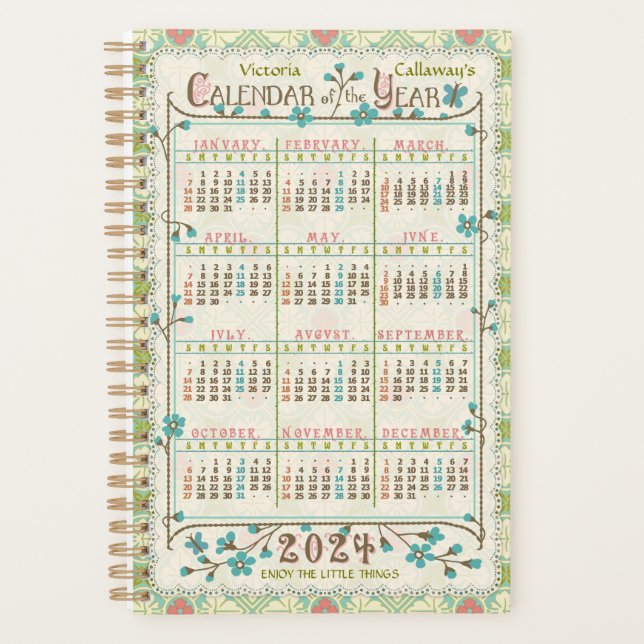 2024 Year Calendar Victorian Art Nouveau Custom Sm Planner (Front)