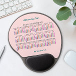 2024 Year Monthly Calendar Blush Pink Personalized Gel Mouse Pad<br><div class="desc">This 2024 year monthly calendar gel mousepad / mousemat shows the days of the week for each month in bright colors on a light, blush pink background. Each daily column is a different color, making it easier to read. This is a bold yearly calendar mousepad to help you conquer the...</div>