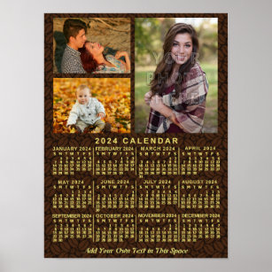 2024 Year Monthly Calendar Coffee Beans 3 Photos Poster