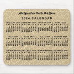 2024 Year Monthly Calendar Coffee Beans Custom Mouse Pad<br><div class="desc">This 2024 year monthly calendar mousepad / mousemat shows the days of the week for each month in classic, professional-looking black. The background has a light coffee bean pattern in beige. This is a simple, minimalist, bold yearly calendar mousepad to help you conquer the new year. Always know what date...</div>
