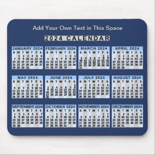 2024 Year Monthly Calendar Easy to Read Business Mouse Pad
