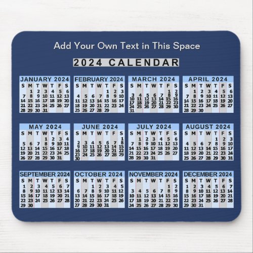 2024 Year Monthly Calendar Easy to Read Business Mouse Pad