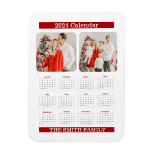 2024 Year Monthly Calendar Family Custom Photo Magnet