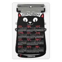 2024 Year Monthly Calendar Mid-Century Black Cat Planner