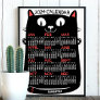 2024 Year Monthly Calendar Mid-Century Black Cat Poster