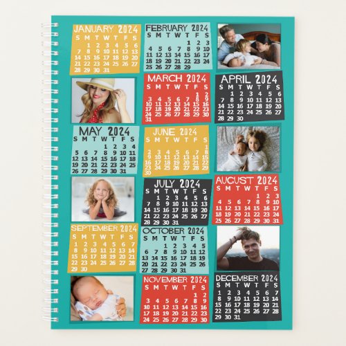 2024 Year Monthly Calendar Modern 12 Photo Collage Planner