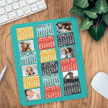 2024 Year Monthly Calendar Modern Photo Collage Mouse Pad<br><div class="desc">This personalized 2024 year monthly calendar mousepad has a mid-century modern geometric look with asymmetrical color blocks and cut-out paper style typography. Use the easy templates to add six of your favorite photos (horizontal work best, but all shapes will automatically adjust to fit the frames). This vibrant, ultra-mod calendar will...</div>