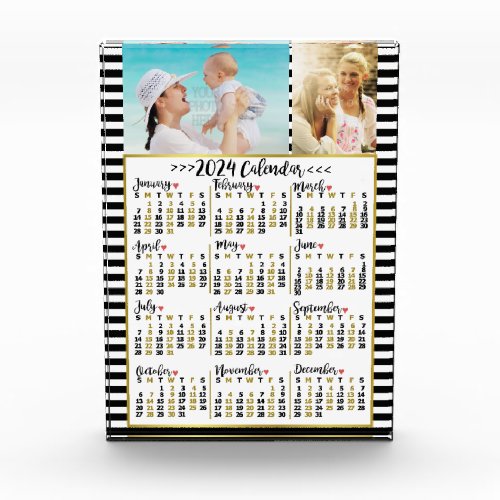 2024 Year Monthly Calendar Stripes  Custom Photos Acrylic Award