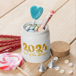 2024 YEAR OF THE DRAGON GOLD CANDY JAR