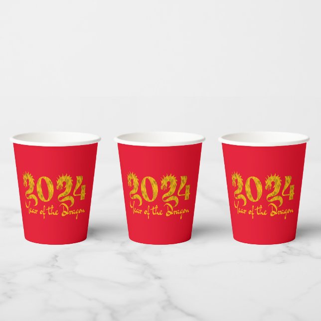 2024 YEAR OF THE DRAGON GOLD PAPER CUPS (Multi)