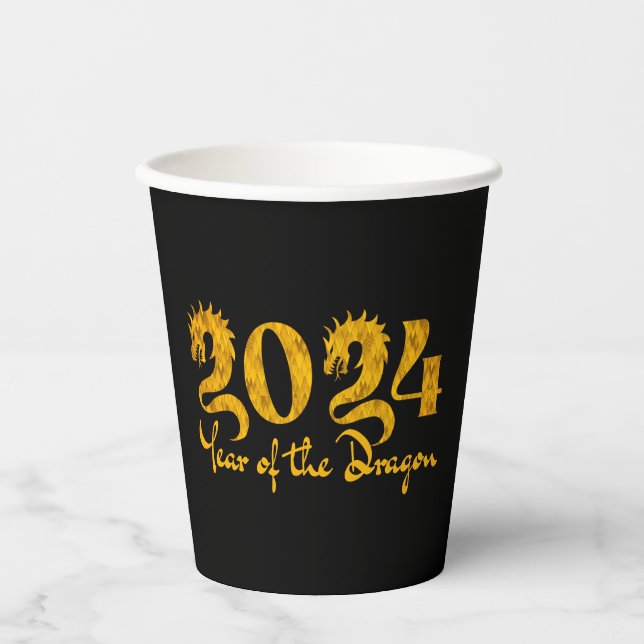 2024 YEAR OF THE DRAGON GOLD PAPER CUPS (Front)