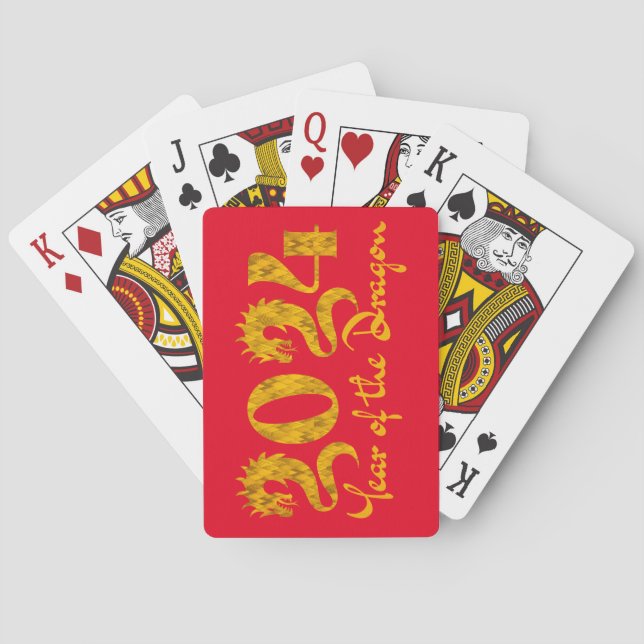 2024 YEAR OF THE DRAGON GOLD POKER CARDS (Back)
