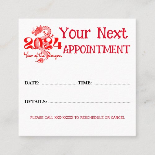 2024 Year Of The Dragon Red Appointment Card