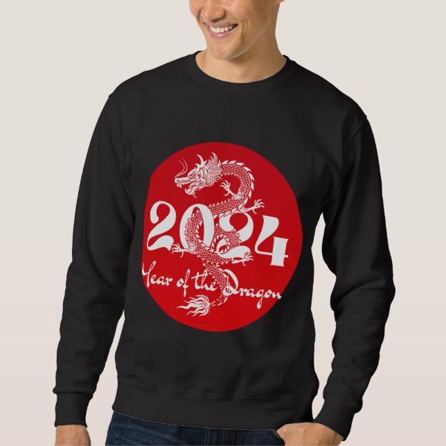 2024 year of the dragon red white sweatshirt (Front)