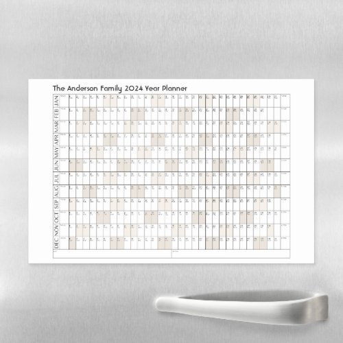 2024 Year Planner Family Name Office Calendar Magnetic Dry Erase Sheet