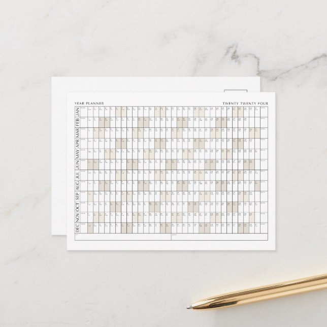 2024 Year Planner Office Organization Calendar Postcard (Front/Back In Situ)