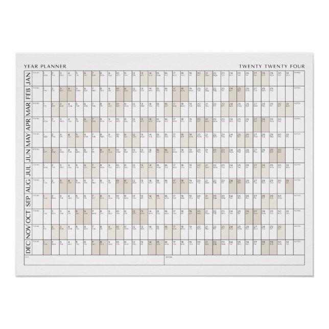 2024 Year Planner Office Organization Calendar Poster (Front)