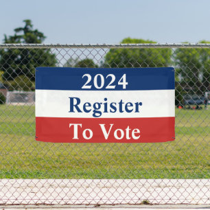 2024 Year Red White and Blue Register to Vote Banner