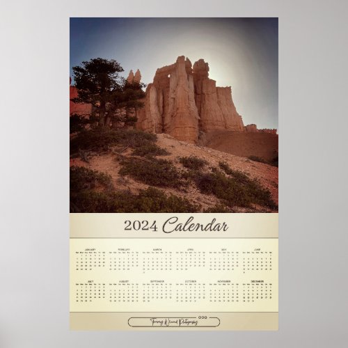 2024 Yearly Calendar Bryce Canyon Sunrise Poster