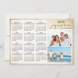 2024 Yearly Calendar Custom Photo Family Name Holiday Card