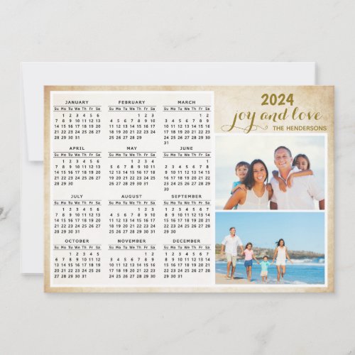 2024 Yearly Calendar Custom Photo Family Name Holiday Card
