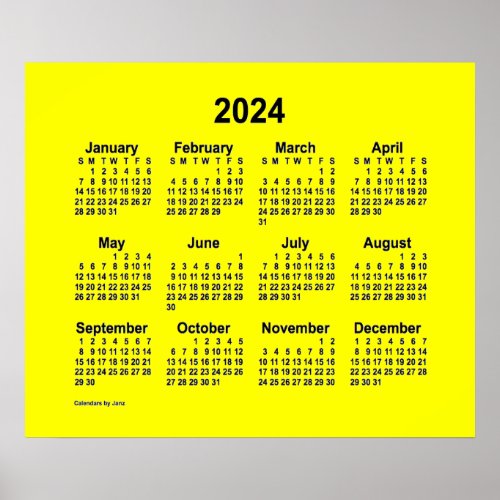 2024 Yellow Calendar by Janz Print