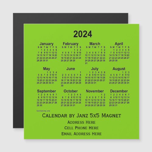 2024 Yellow Green Business Calendar by Janz