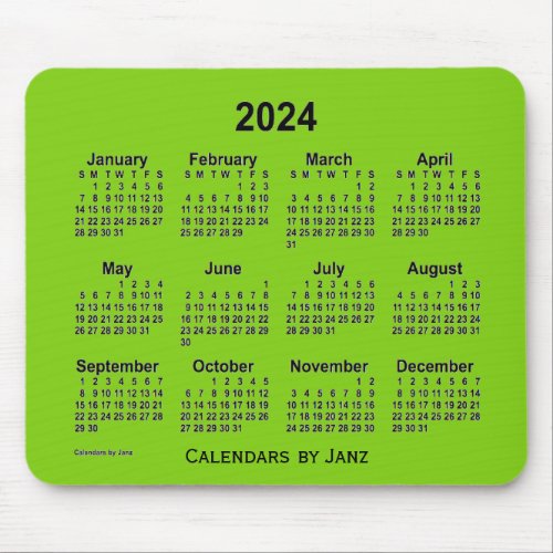 2024 Yellow Green Calendar by Janz Mouse Pad