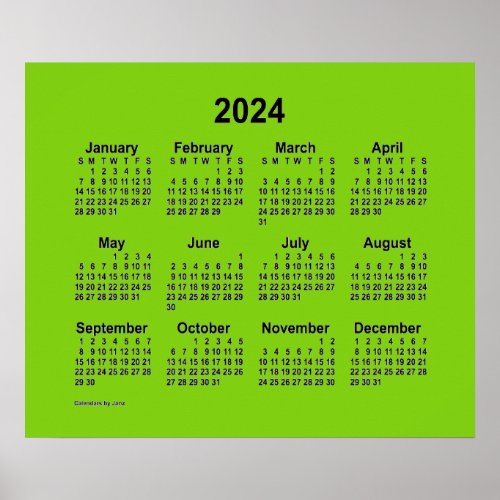 2024 Yellow Green Calendar by Janz Print