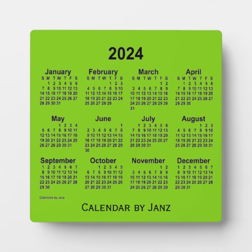 2024 Yellow Green Desk Calendar by Janz Plaque