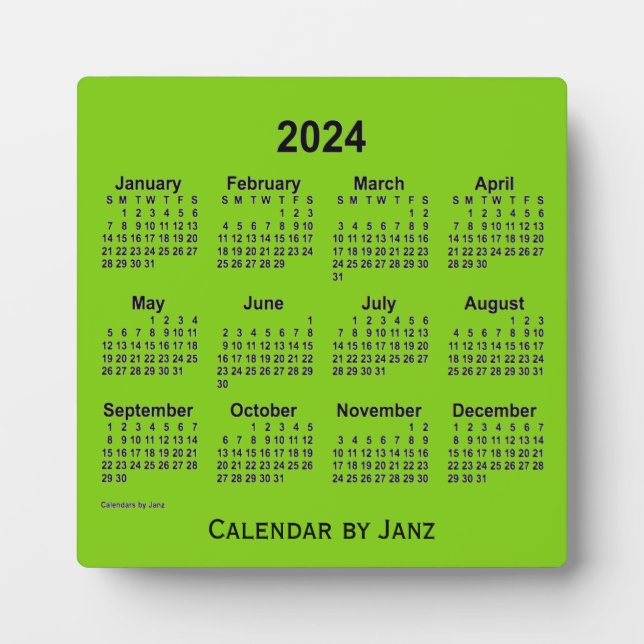 2024 Yellow Green Desk Calendar by Janz Plaque (Front)