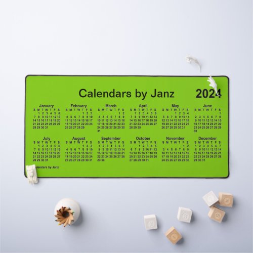 2024 Yellow Green Large Print Calendar by Janz Desk Mat