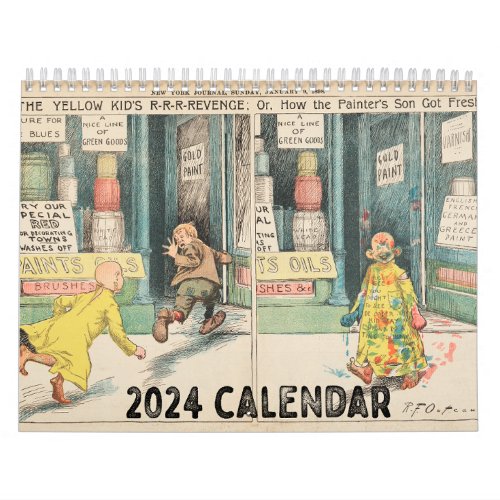 2024 Yellow Kid Wall Calendar