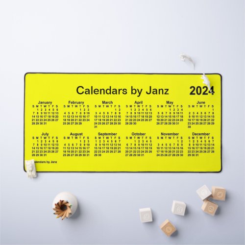 2024 Yellow Large Print Calendar by Janz Desk Mat