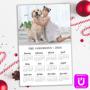 2024 Your Photo Family Pet Dog 12 Month Calendar Magnetic Dry Erase Sheet