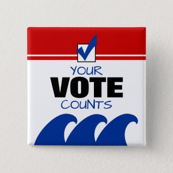 2024 Your Vote Counts Election Day Blue Democrat Button by teeloft at Zazzle