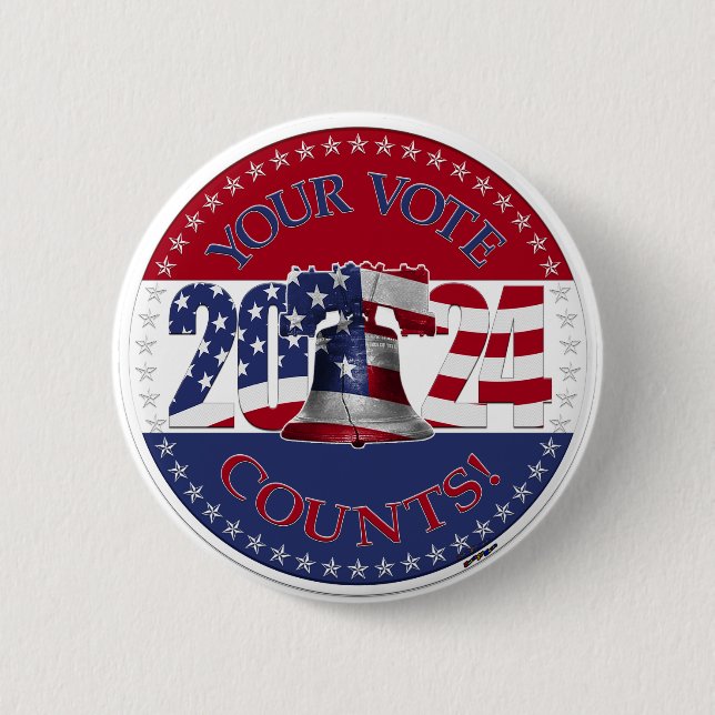 2024 Your Vote Counts Liberty Bell USA Flag Button (Front)
