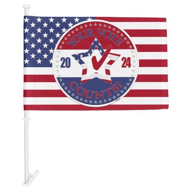 2024 Your Vote Counts Star Check Mark Car Flag (Front)