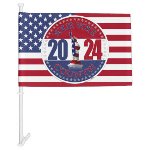 2024 Your Vote Counts Statue of Liberty Car Flag