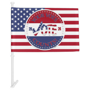 2024 Your Vote Counts USA Check Mark VOTE Car Flag