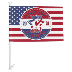 2024 Your Vote Counts VOTE 2024 Star Check Mark Car Flag