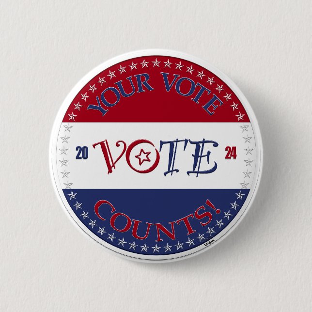 2024 Your Vote Counts VOTE Script Button (Front)