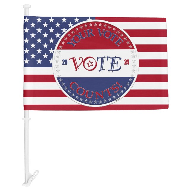 2024 Your Vote Counts VOTE Script Car Flag (Front)