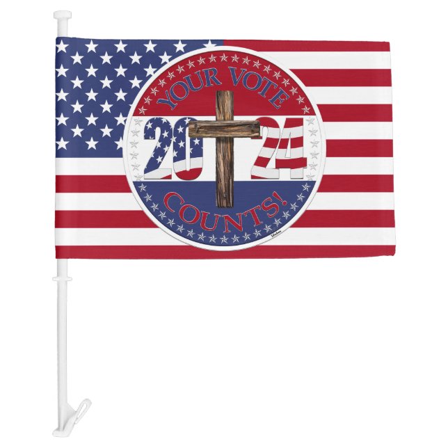 2024 Your Vote Counts with Cross 2024 USA Flag (Front)
