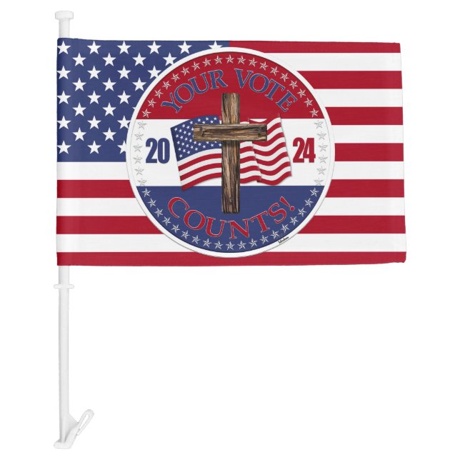 2024 Your Vote Counts with Cross and USA Flag (Front)