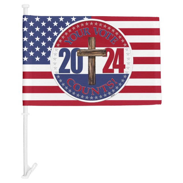 2024 Your Vote Counts with Cross Car Flag (Front)