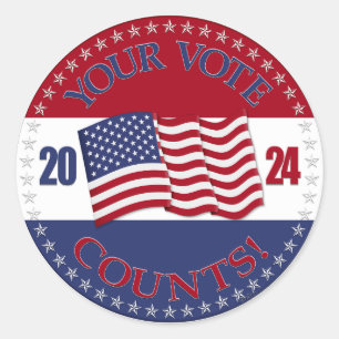 2024 Your Vote Counts with USA Flag Classic Round Sticker