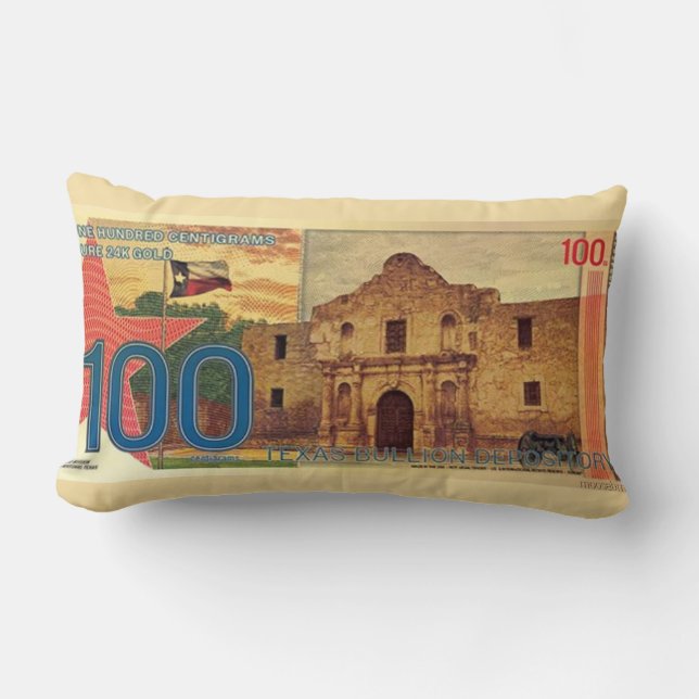 2025 100 Centigram Gold Aurum Texas The Alamo  Lumbar Pillow (Front)